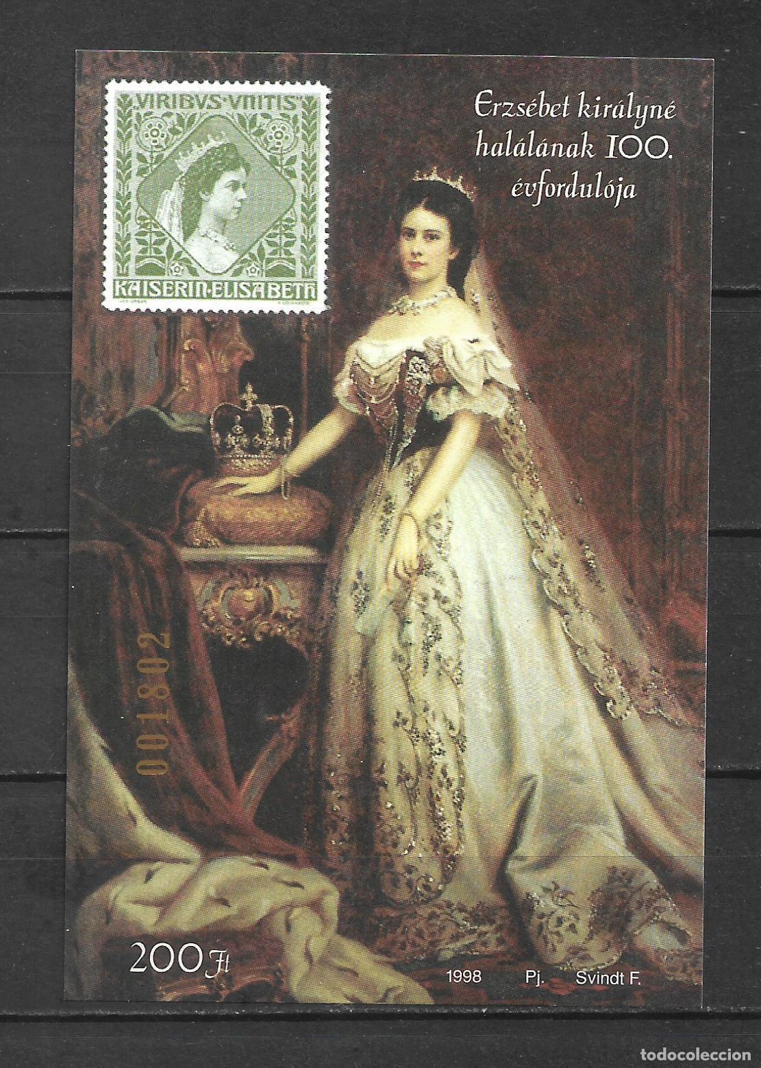 Sellos: hungria 1998 hoja recuerdo de la emperatriz isabel de austria conocida como sisi - 24/10