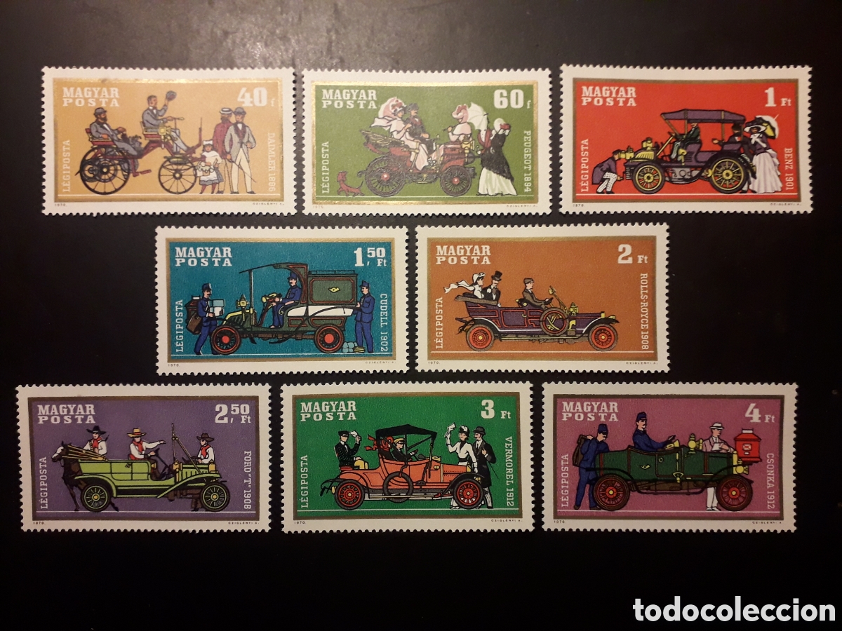 Sellos: HUNGR&Iacute;A YVERT A 317/24 SERIE COMPLETA NUEVA *** 1970 COCHES ANTIGUOS PEDIDO M&Iacute;NIMO 3&euro;