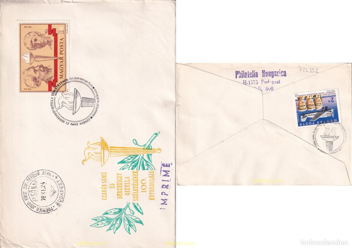Sellos: 722352 USED HUNGRIA 1978 CENTENARIO DEL NACIMIENTO DE SAMU CZABAN Y GIZELLA BERZEVICZY