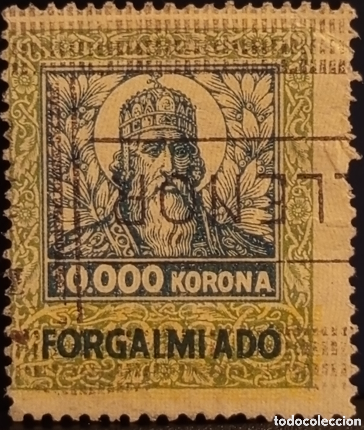 Francobolli: Sello Fiscal Hungr&iacute;a 1920s 10.000 Korona Forgalmi Ad&oacute; San Esteban - Usado