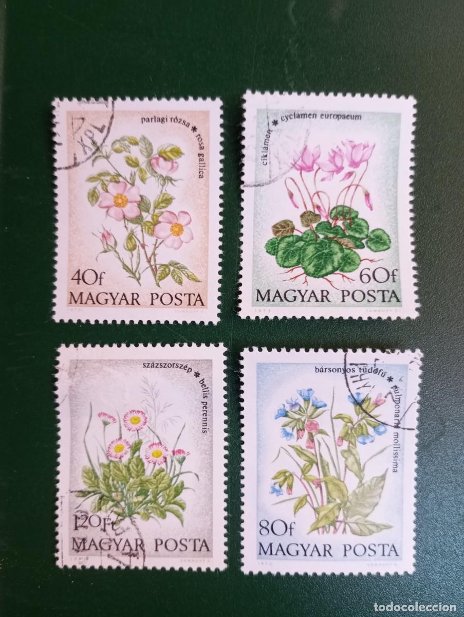 Sellos: HUNGR&Iacute;A, 1973, FLORES, YT 2332 Y SS