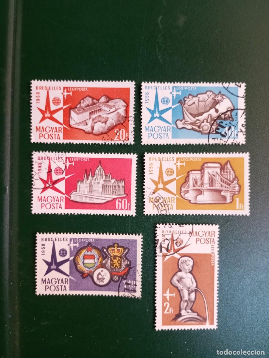 Sellos: HUNGR&Iacute;A, 1958, AEREOS, EXPOSICI&Oacute;N DE BRUSELAS, YT A 198/03