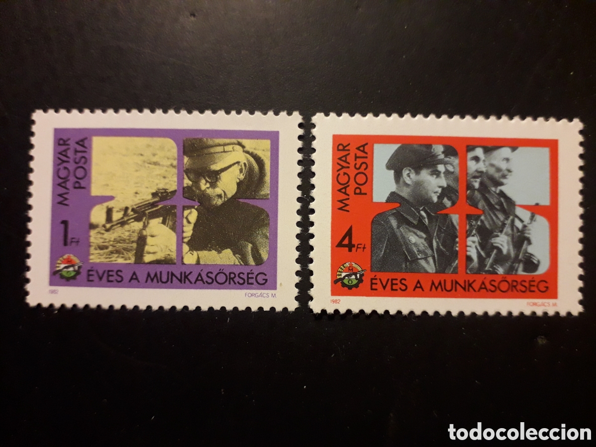 Sellos: HUNGR&Iacute;A YVERT 2792/3 SERIE COMPLETA NUEVA *** 1982 MILICIA OBRERA, SOLDADOS PEDIDO M&Iacute;NIMO 3&euro;