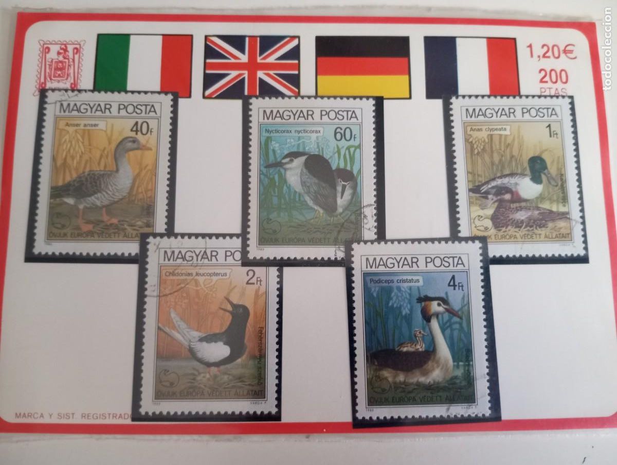 Sellos: HUNGR&Iacute;A , FAUNA, AVES