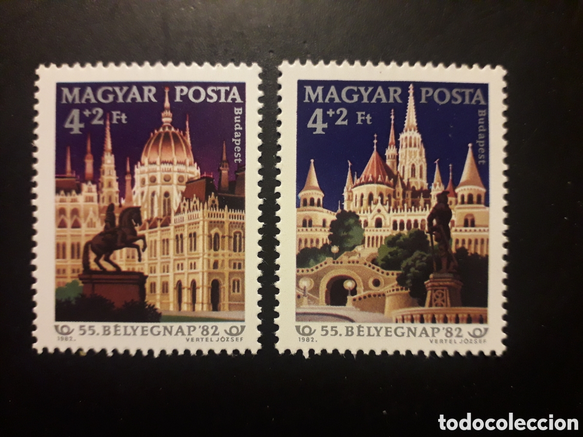 Sellos: HUNGR&Iacute;A YVERT 2827/8 SERIE COMPLETA NUEVA *** 1982 BUDAPEST ESTATUAS PEDIDO M&Iacute;NIMO 3&euro;