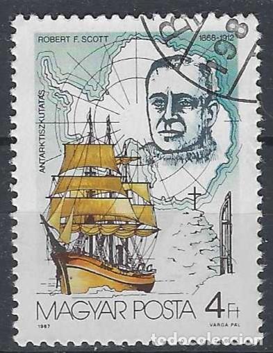 Sellos: HUNGR&Iacute;A 1987 - EXPLORADORES, ROBERT F. SCOTT, TERRANOVA - USADO