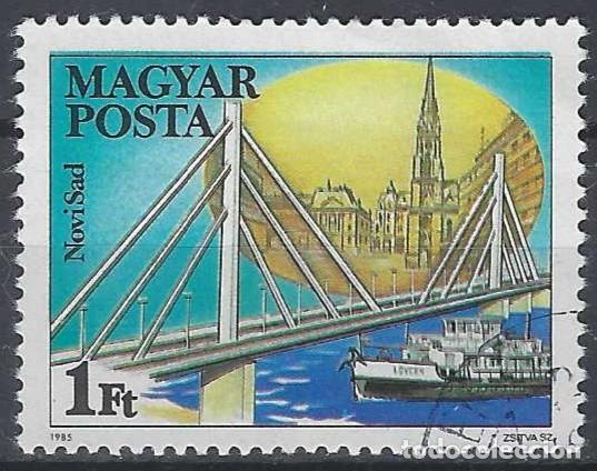 Sellos: HUNGR&Iacute;A 1985 - PUENTE SOBRE EL DANUBIO - USADO