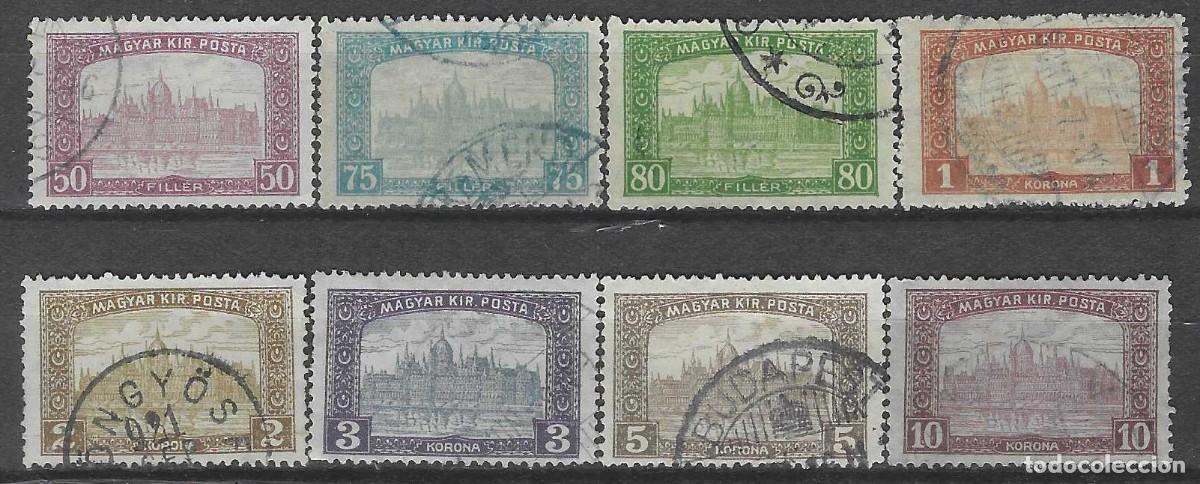 Sellos: HUNGR&Iacute;A 1917 - PARLAMENTO DE BUDAPEST, S.COMPLETA - USADOS