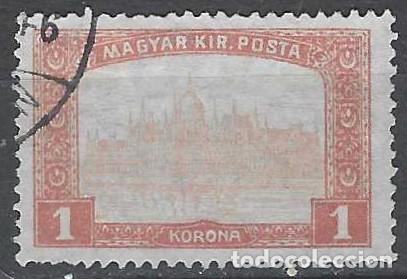 Sellos: HUNGR&Iacute;A 1917 - PARLAMENTO DE BUDAPEST, ROJO - USADO