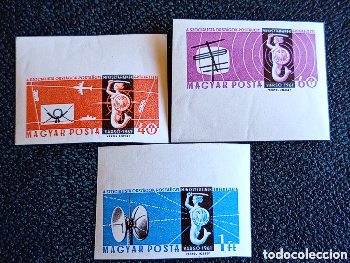 Sellos: Hungr&iacute;a 1961 - Serie Postal Varsovia Sin Dentar MNH (Michel 1820B-1822B)
