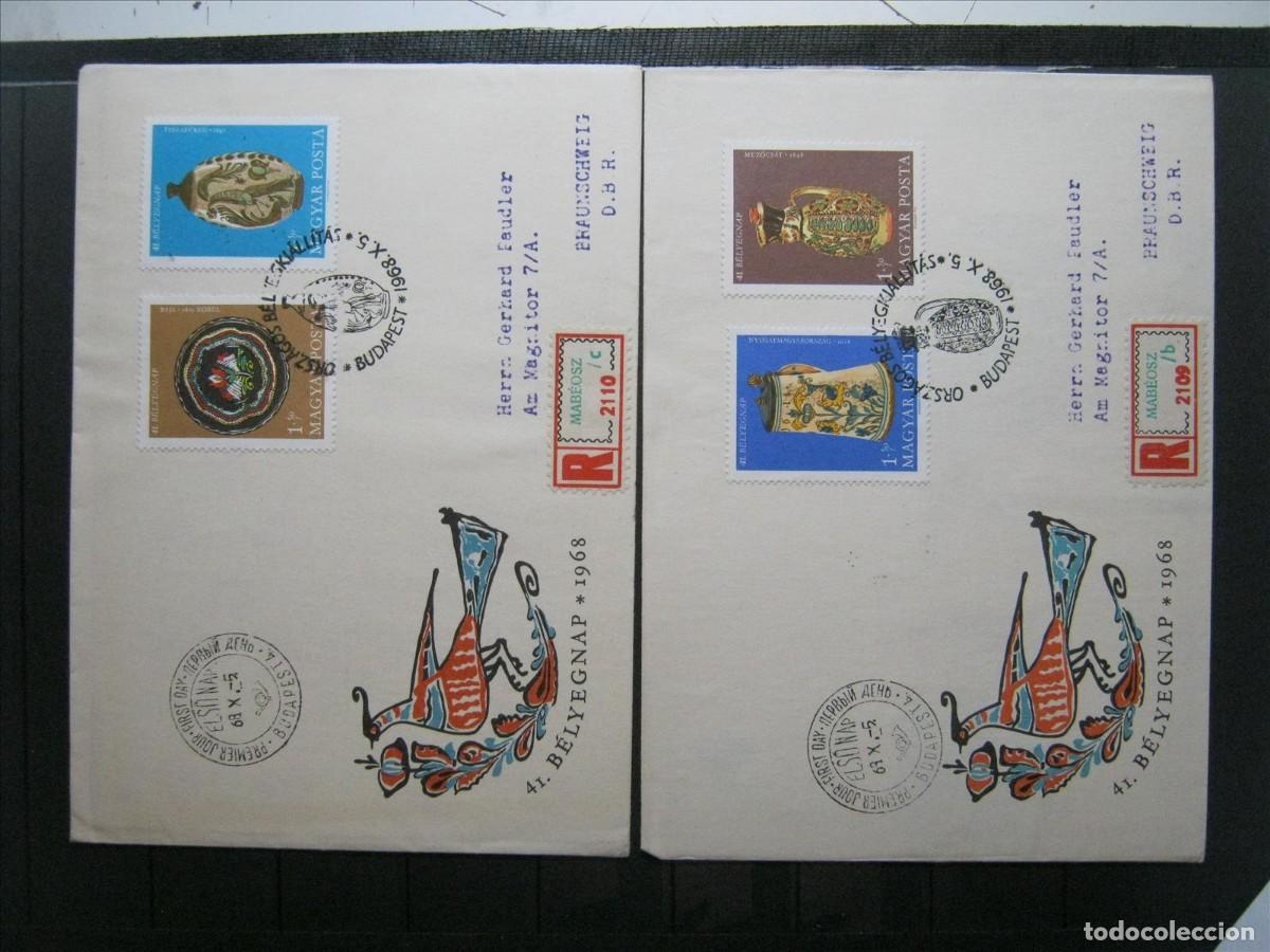 Sellos: HUNGR&Iacute;A 1968 FDC SPD PRIMER D&Iacute;A YVERT 2001/2004 LUJO.
