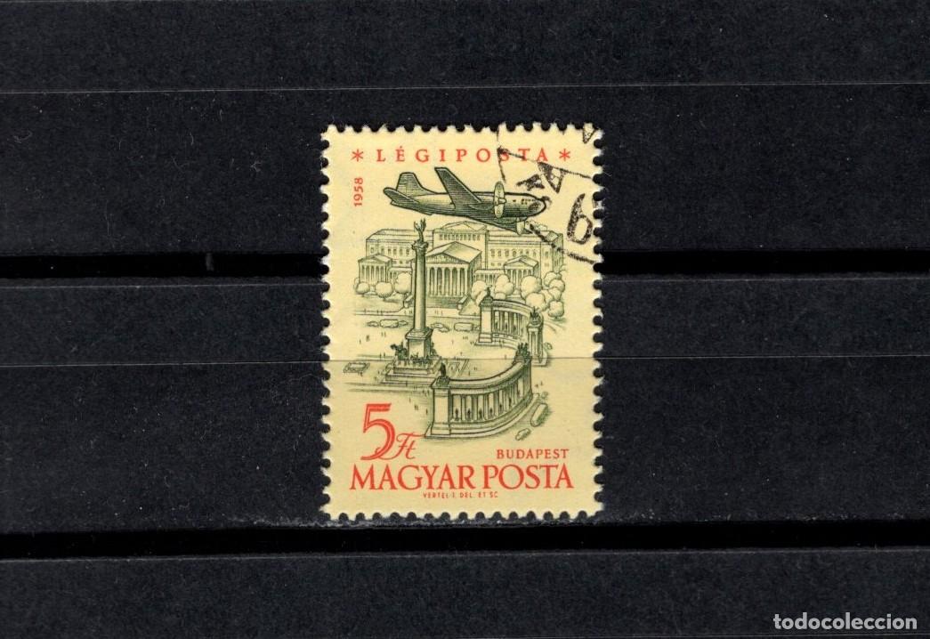Sellos: Sello usado. Vista aerea Plaza de los h&eacute;roes. Budapest. Sello 5 forint. 1958. Yvert PA220.