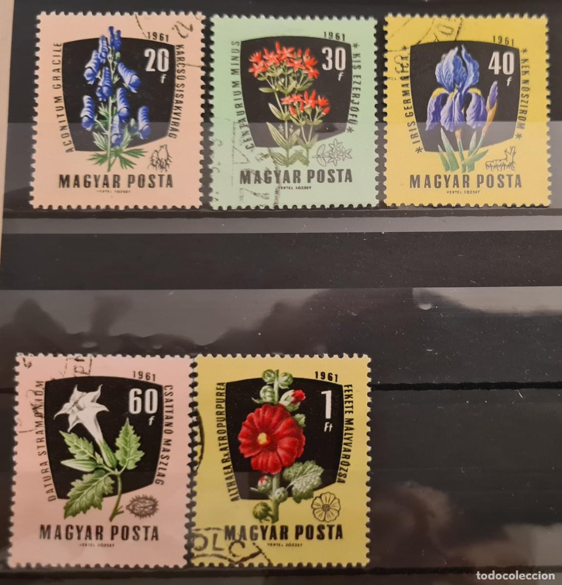Sellos: Serie de sellos usados de Hungr&iacute;a 1961: Plantas medicinales