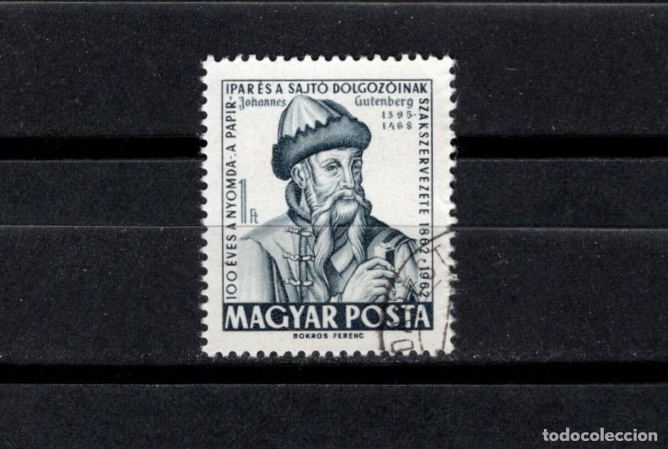 Sellos: S. usado. Centenario Asociacion impresores. Johannes Gutenberg. Sello de 1 florin. 1962 junio. Yvert