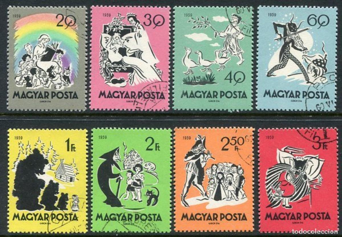 Sellos: HUNGRIA 1959 SERIE 8 STAMPS USED MNH FAIRY TALES FABULAS CONTOS CUENTOS ANIMACION ANIMATION