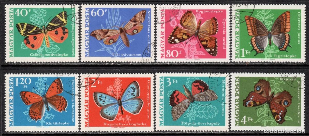 Sellos: HUNGRIA 1969 8 STAMPS USED MNH BUTTERFLIES PAPILLONS SCHMETTERLINGEN FARFALLE MARIPOSAS BORBOLETAS