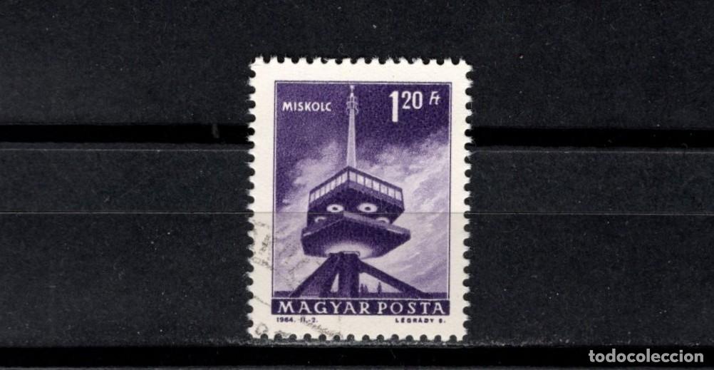 Sellos: Usado. Correos y Cominicaciones. Torre radio de Miskole. Sello 1,20 florines. 1964 marzo. Yvert 1565