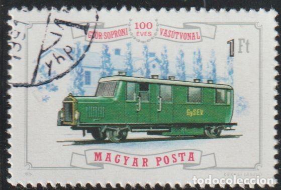 Sellos: Hungria 1976 Scott 2445 Sello * Tren Ferrocarril Locomotoras Aniversario Conexion Ferroviaria Gyor-S