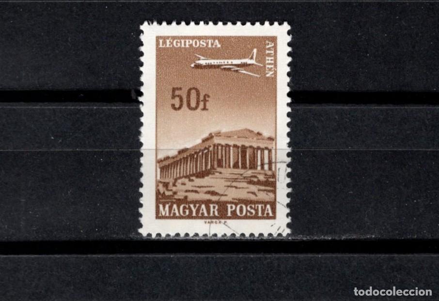 Sellos: Usado. Sobrevolando capitales europeas. Aereo. Atenas. 50 filler. 1966 octubre. Yvert A273.