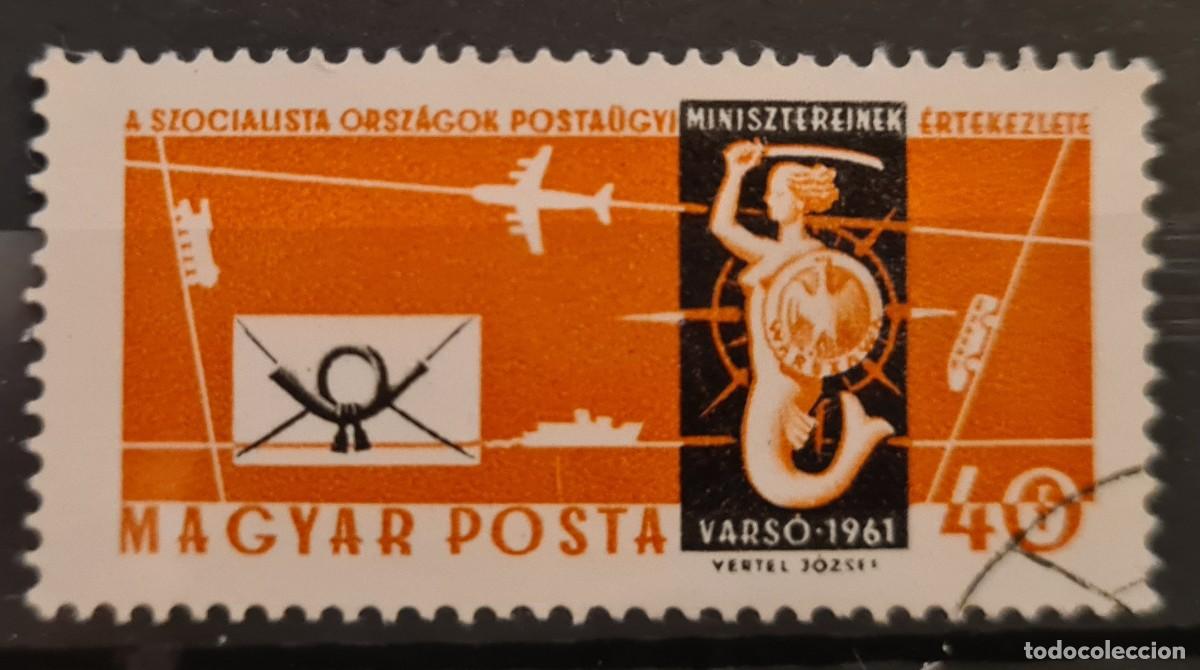 Sellos: Sello a&eacute;reo usado de Hungr&iacute;a 1961: II Conferencia de los ministros de correos