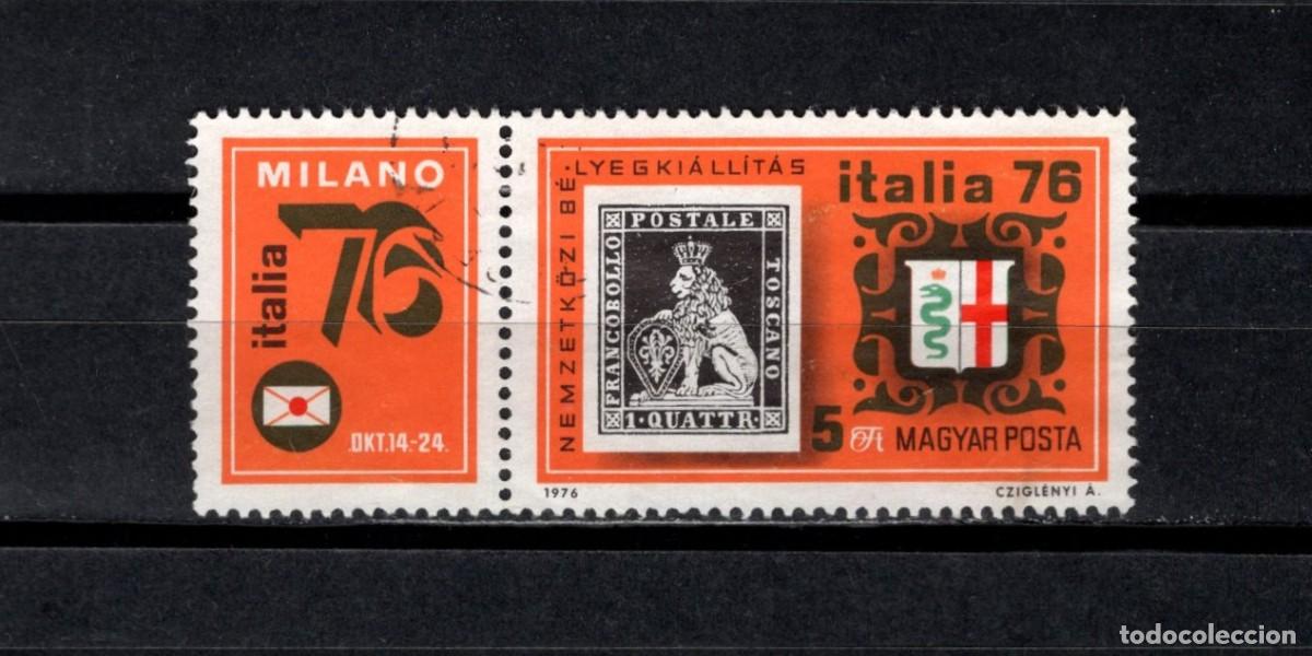 Sellos: Sello usado Hungria. Exposicion Filatelia Italia&uml;76. Milan. Sello 5 florines. Octubre 1976. Yvert 25