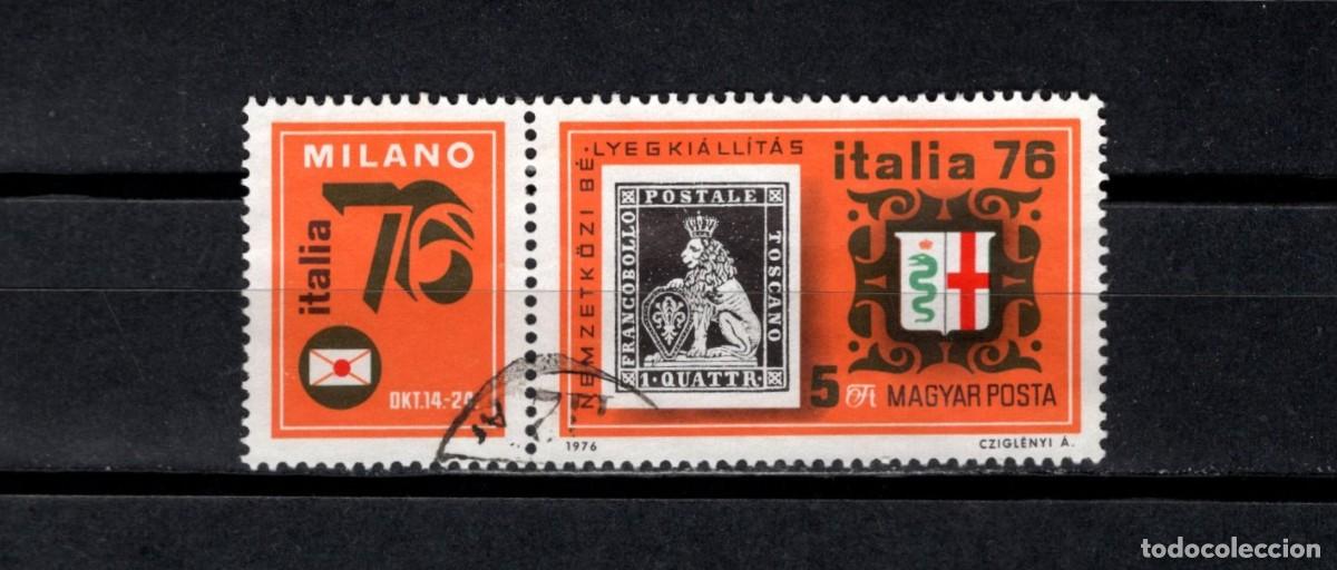 Sellos: Sello usado Hungria. Exposicion Filatelia Italia&uml;76. Milan. Sello 5 florines. Octubre 1976. Yvert 25
