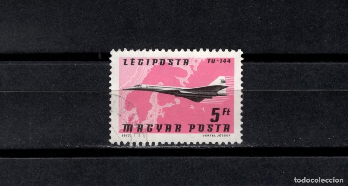 Sellos: Usado. Aereo. TU - 144 Aeroflot. Norte de Europa. Sello 5 florines. Octubre de 1977. Yvert A398.