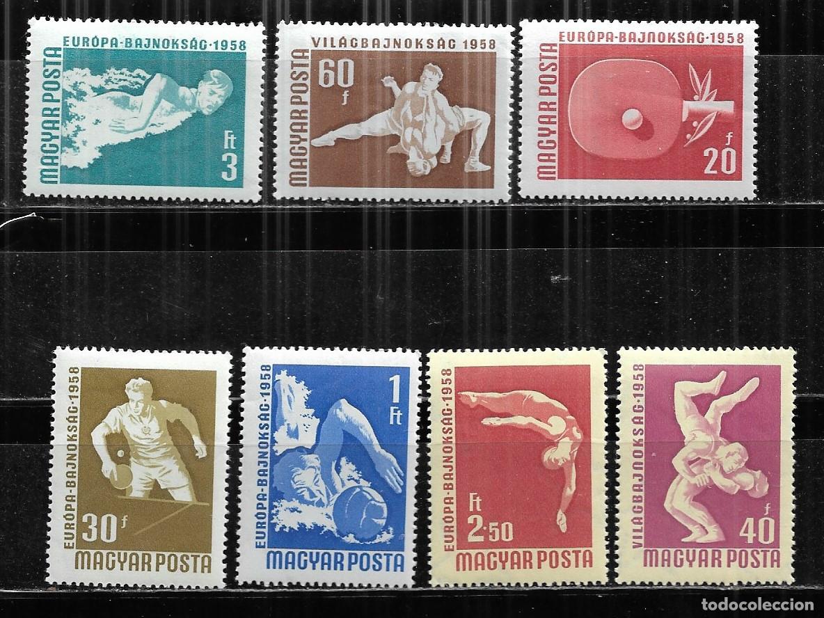 Sellos: HUNGRIA 1958, Ivert 1257/63 - CAMPEONATO DEPORTIVO DE EUROPA EN BUDAPEST. MNH.