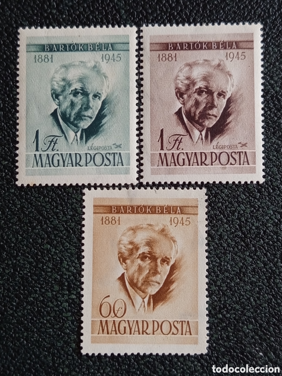 Sellos: Lote Hungria 1953 Compositor Bela Bartok Magyar Posta Scott 1058-1060 MNH y MH