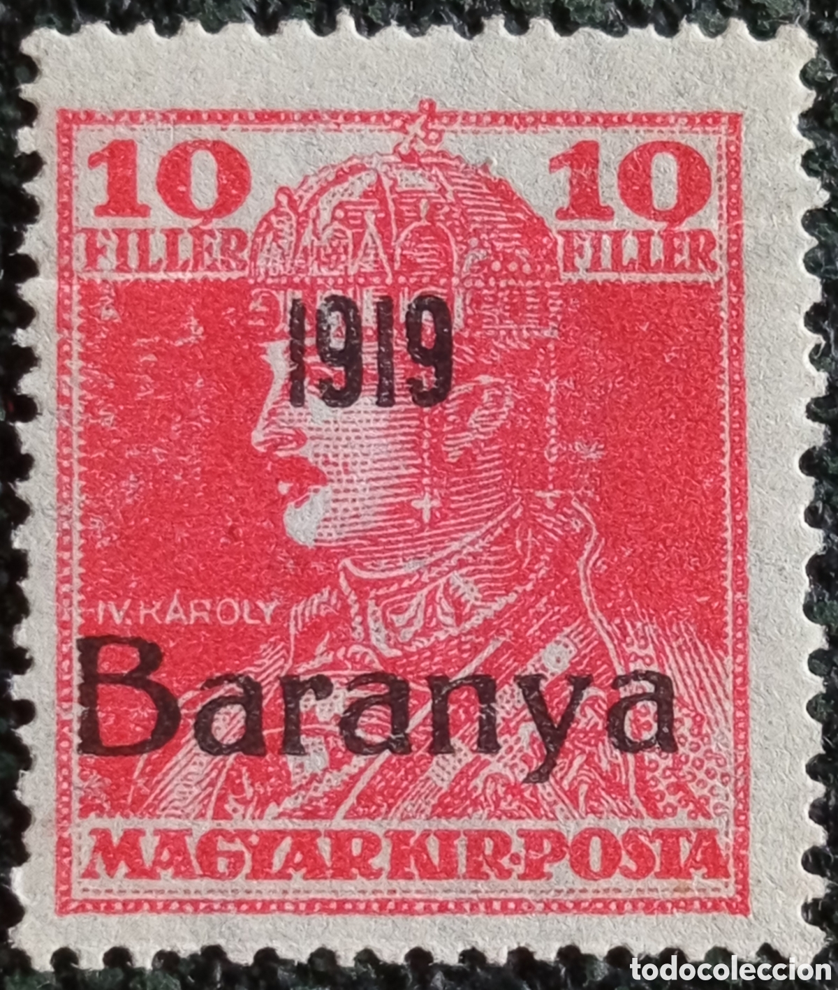 Sellos: Hungr&iacute;a Ocupaci&oacute;n Serbia 1919 Sello Baranya 10f Carlos IV MNH