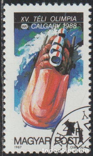 Francobolli: Hungria 1987 Scott 3098 Sello * Deportes Sport Juegos Olimpicos Calgary Bobsleigh 4 Michel 3933A