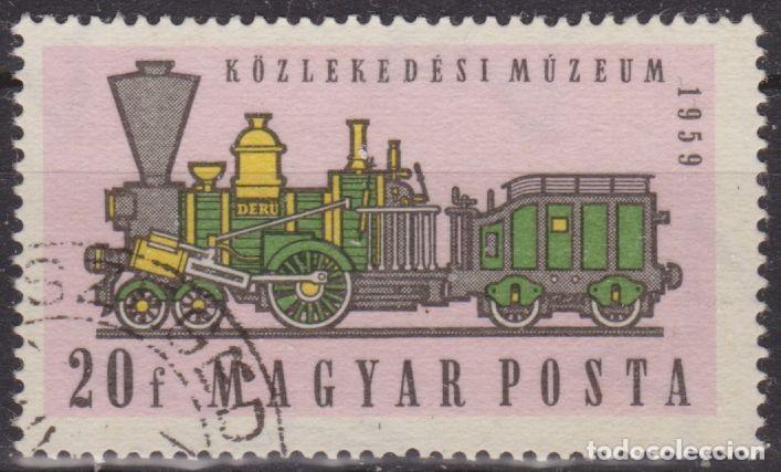 Sellos: Hungria 1959 Scott 1224 Sello &ordm; Locomotoras Trenes Early Ferrocarril Magyarorszag Hungary Stamp