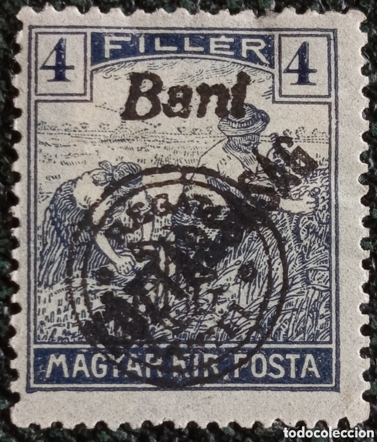 Sellos: Hungr&iacute;a Ocupaci&oacute;n Rumana 1919 Sobrecargo &rdquo;Bani&rdquo; 4f Azul MH - Michel #Debrecen 51