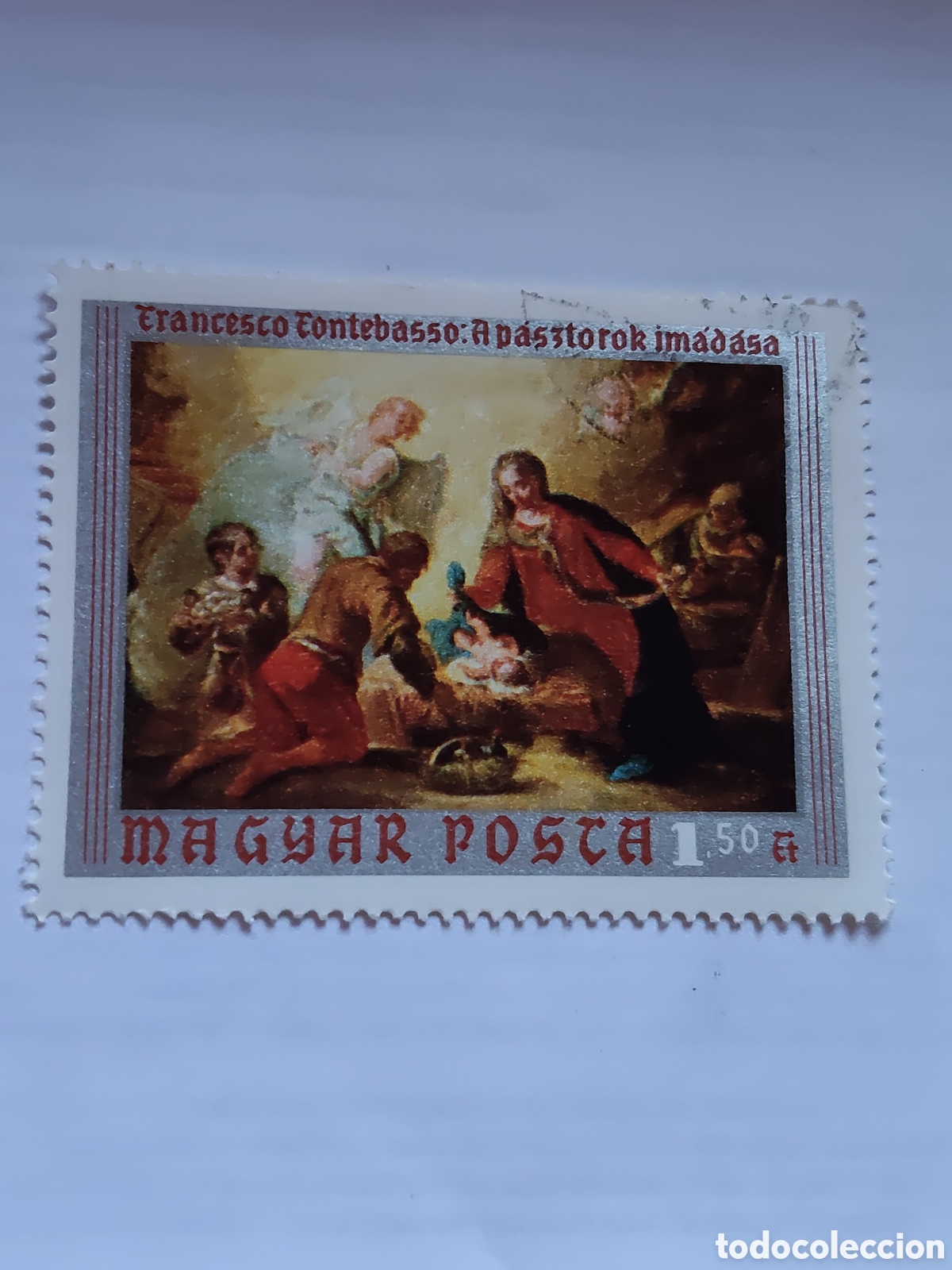 Sellos: Sello de Hungr&iacute;a adoraci&oacute;n de los pastores del artista italiano Francesco Fontebasso 1970