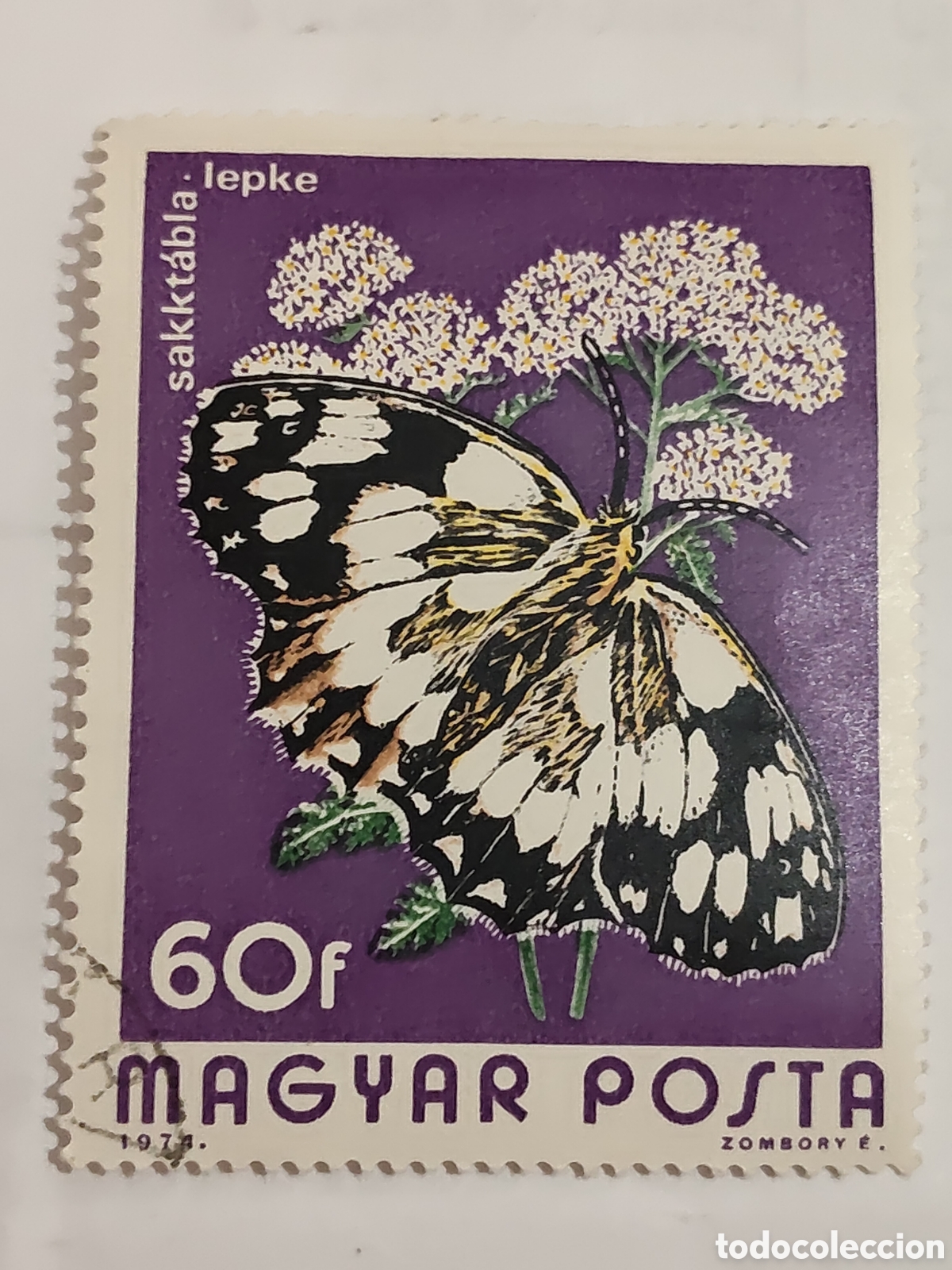 Sellos: Sello de Hungr&iacute;a mariposas melanargia Galathea 1974