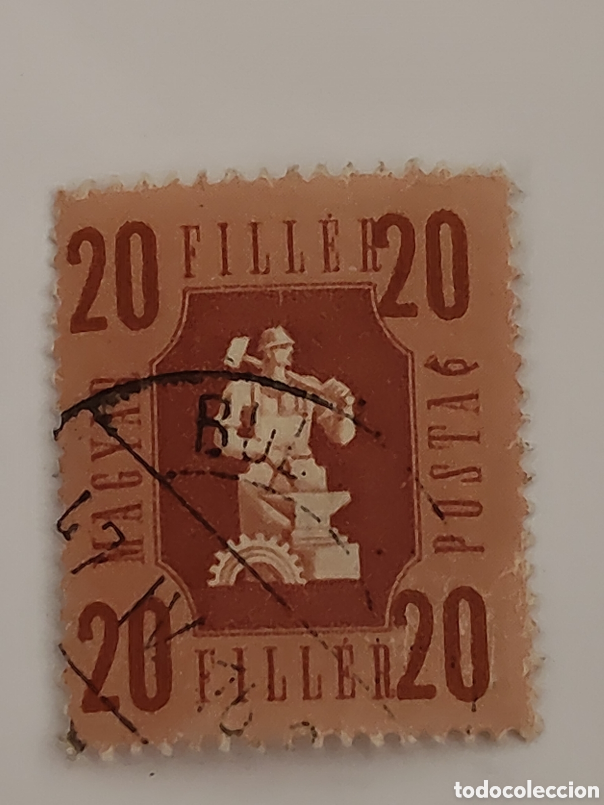 Sellos: Sello de Hungr&iacute;a obrero con un martillo sobre un yunque y un engranaje 1946