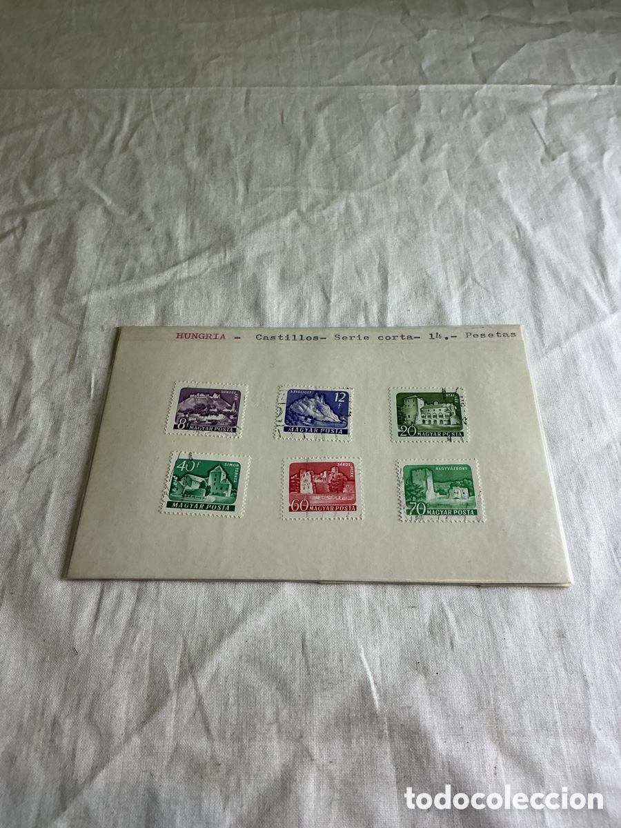 Briefmarken: Hungr&iacute;a, lote de 6 sellos de castillos matasellados.