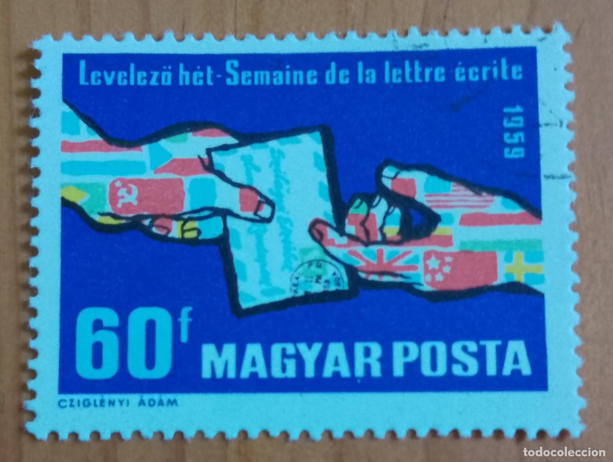 Sellos: HUNGRIA - 60 F - A&Ntilde;O 1959 - SEMANA INTERNACIONAL DE LA LETRA ESCRITA - VER DESCRIPCI&Oacute;N