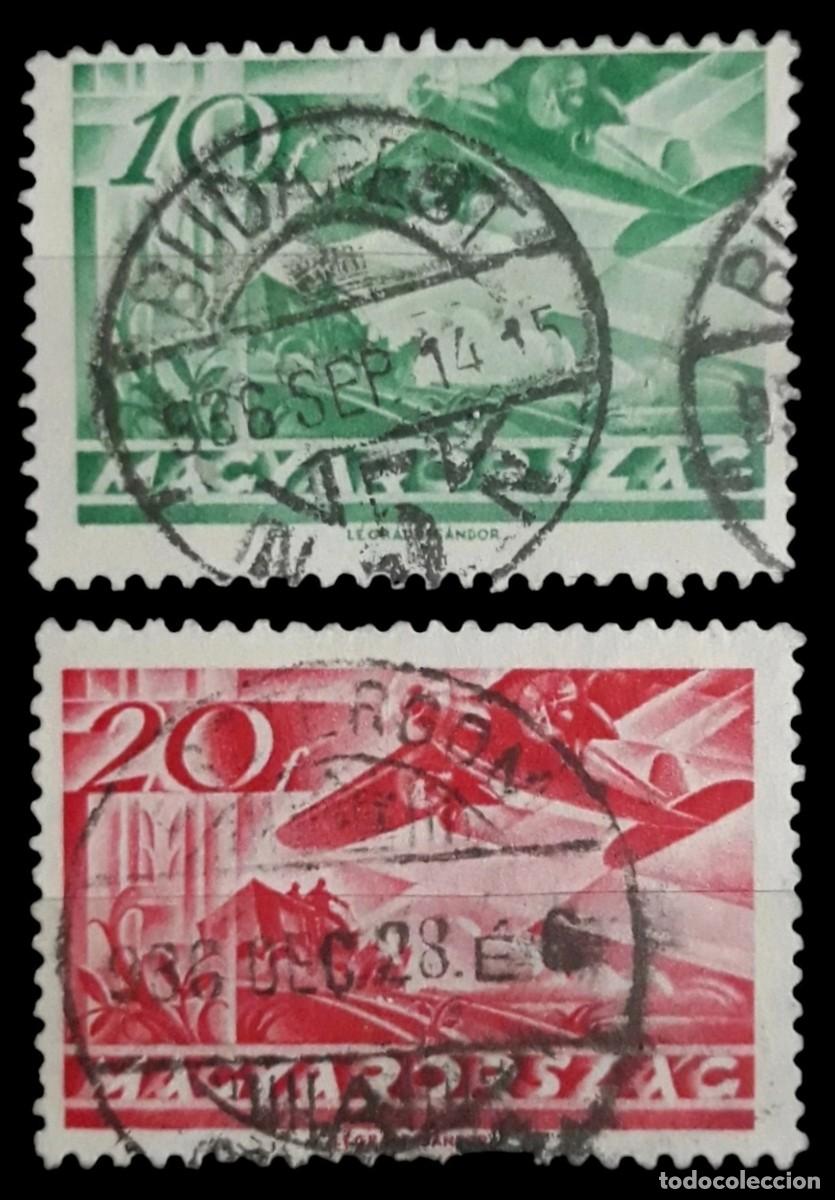 Sellos: HUNGR&Iacute;A 1936 Correo a&eacute;reo. USADO.