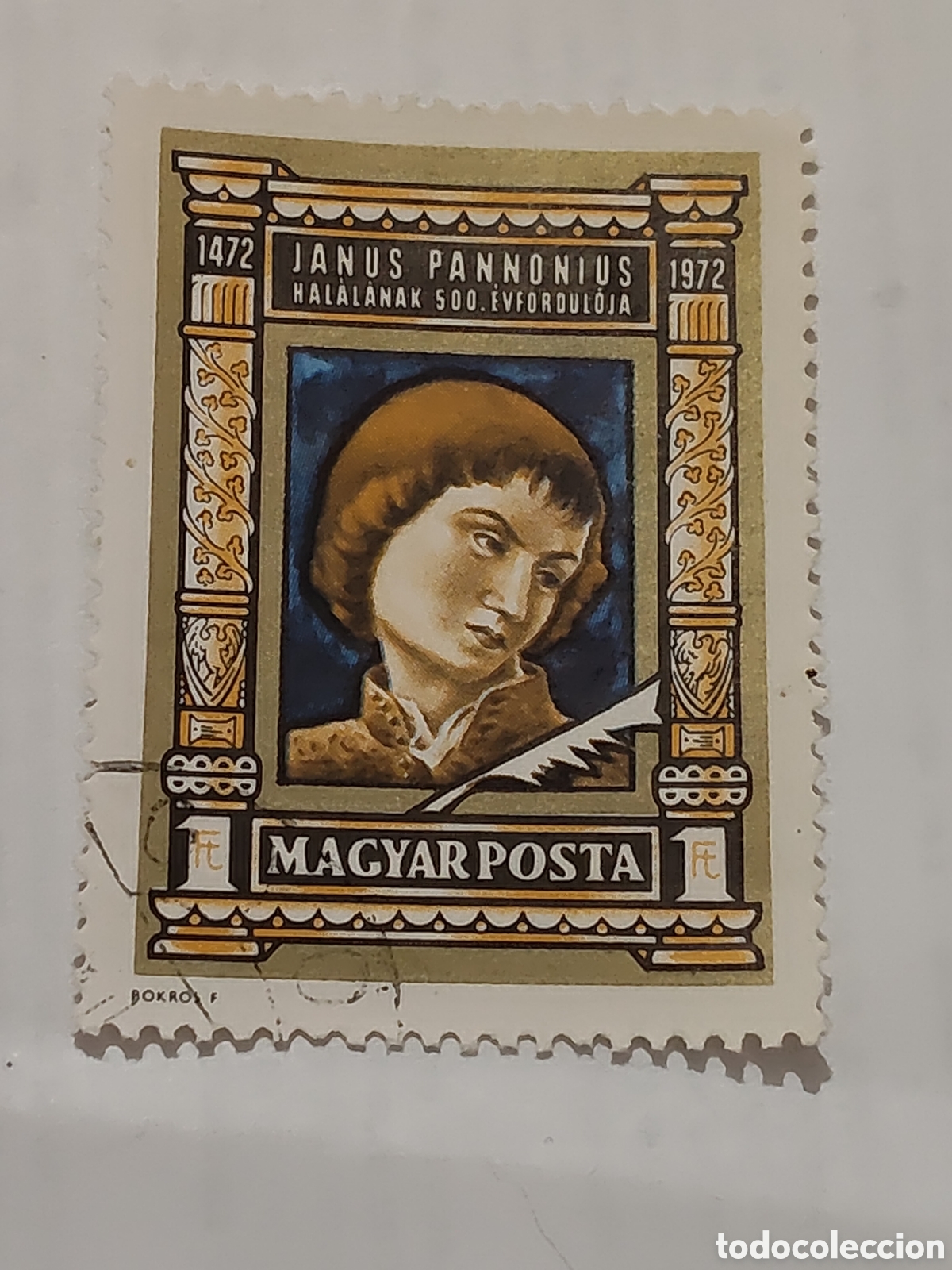 Sellos: Sello de Hungr&iacute;a 500 aniversario de la muerte del humanista y poeta Janus Pannonius 1972