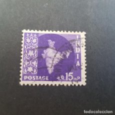 Sellos: INDIA,1957-1958 MAPA DE LA INDIA SCOTT 283 YVERT 78,USADO,(LOTE AG)
