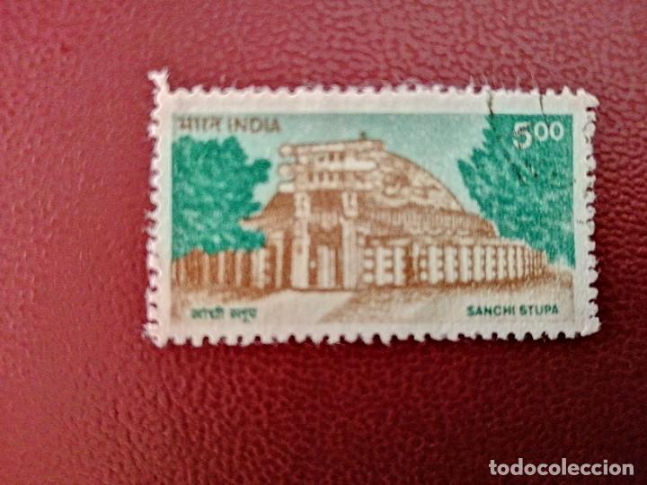Sellos: INDIA - VALOR FACIAL 5.00 - A&Ntilde;O 1994 - EDIFICIOS: SANCHI STUPA - Foto 1