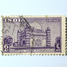 Sellos: SELLO POSTAL INDIA 1949 ,6 AS ,ARQUITECTURA ,EDIFICIO MAUSOLEO GOL GUMBAD BIJAPUR. Lote 293434858