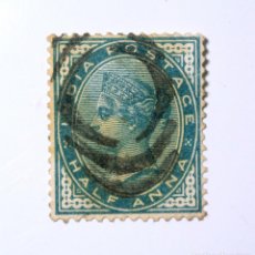 Sellos: SELLO POSTAL INDIA 1882 , 1/2 ANNA , REINAS, REALEZA, MONARQUIA, REINA VICTORIA. Lote 293494228