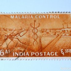 Sellos: SELLO POSTAL ANTIGUO INDIA 1955 6 ANNA CONTROL DE MALARIA