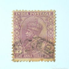 Sellos: SELLO POSTAL INDIA 1932, 1 ANNA 3 PS, REY GEORGE V VISTIENDO LA CORONA IMPERIAL DE LA INDIA, USADO. Lote 293950148