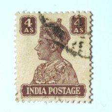 Sellos: SELLO POSTAL INDIA 1941 ,4 ANNA ,MONARQUIA ,REYES REALEZA REY GEORGE VI CON CORONA IMPERIAL DE INDIA. Lote 294024503