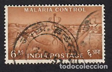 Sellos: INDIA (1955). Control de la malaria. Yvert n&ordm; 67. Usado. - Foto 1