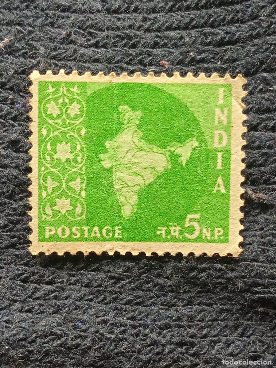 Sellos: INDIA 5 NP. MAPA INDIA A&Ntilde;O 1957. - Foto 1