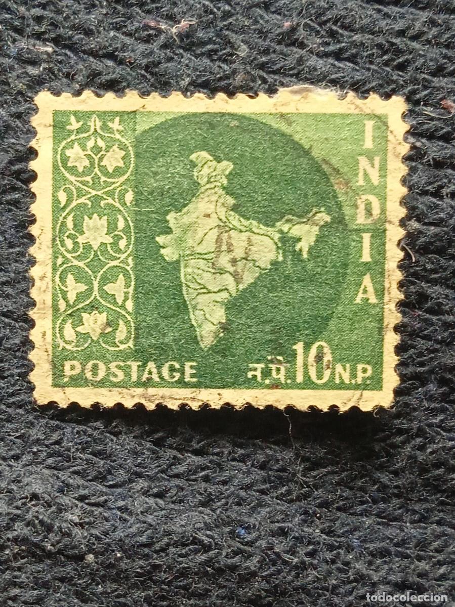 Sellos: INDIA 10 NP. MAPA INDIA A&Ntilde;O 1957. - Foto 1